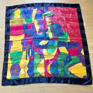 Vintage Picasso Face Abstract Art Silky Scarf Wrap